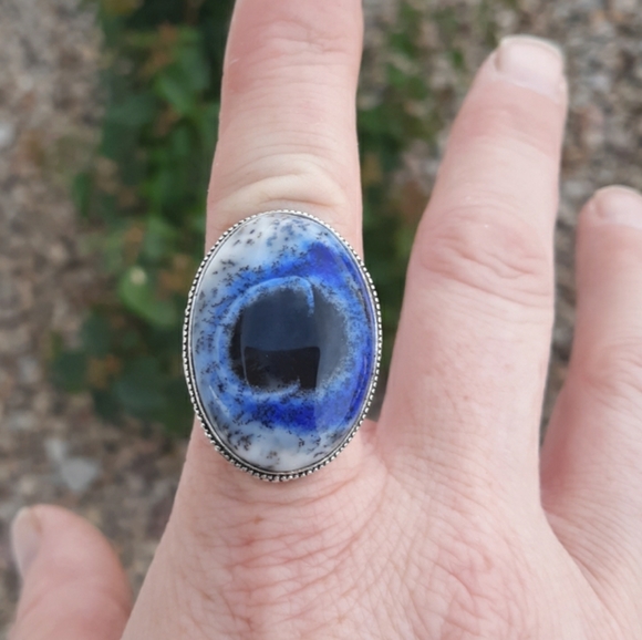 New Dendritic Opal 925 Silver Statement Ring. - Picture 2 of 8